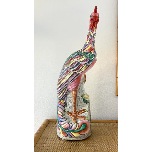 Extra large vintage Chinese porcelain bird/chicken sculpture. Beautiful vibrant colors and form and is incredibly large....