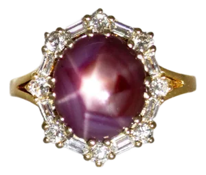 11x9.5mm, 5.5cts Madagascar Star Ruby and Natural Diamond Ring in 14k Solid Gold, Size 6.75