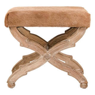 Crescenzo Cowhide Bench - Caramel Brown Cowhide / Oak Frame For Sale