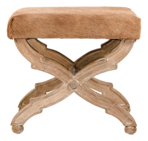 Crescenzo Cowhide Bench - Caramel Brown Cowhide / Oak Frame