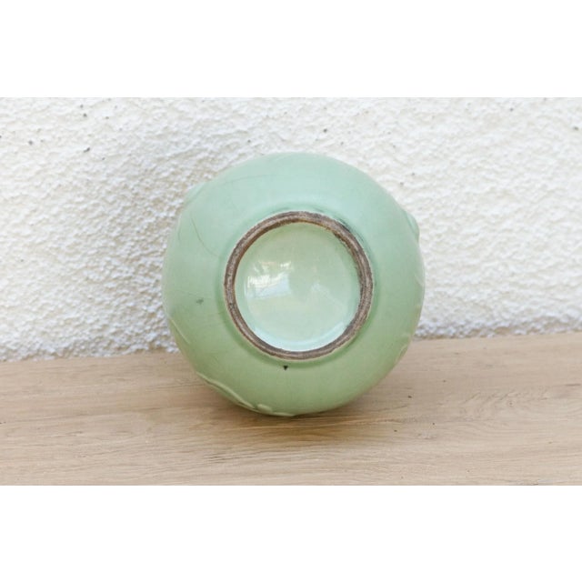 Wood Qing Dynasty Chinese Gourd Celadon Vase For Sale - Image 7 of 8