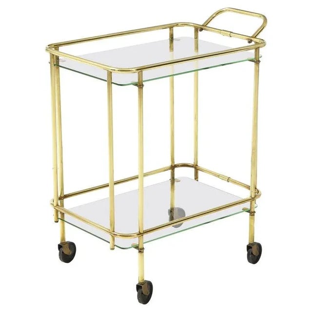 1950s Italian Solid Brass Two-Tier Bar Cart For Sale - Image 11 of 11
