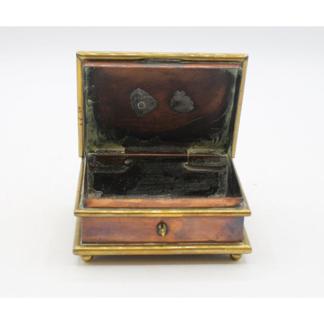 Copper Circa 1800-1820 English Copper & Brass Jewelry Casket Box For Sale - Image 8 of 10