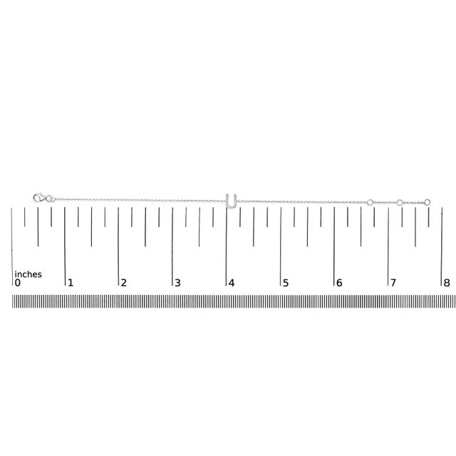 10K White Gold Diamond Accent "U" Initial Charm and Link Bracelet For Sale In New York - Image 6 of 6