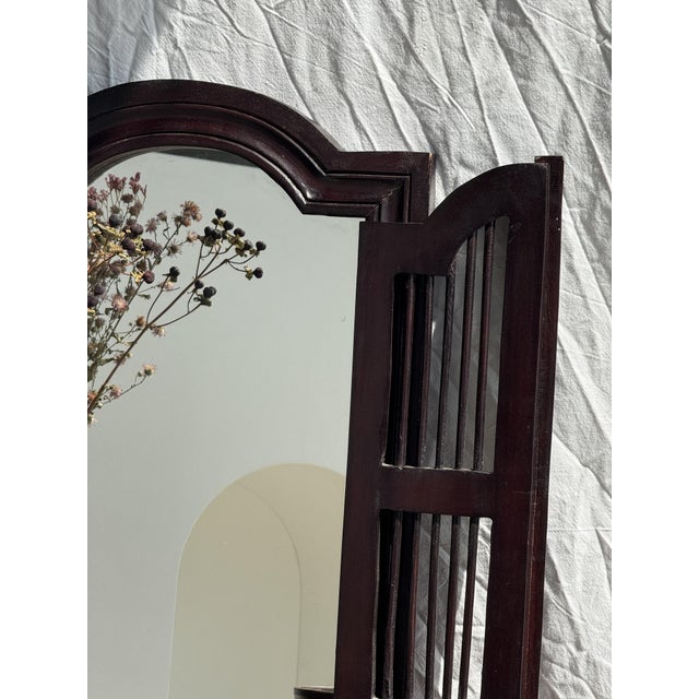 1980s Dark Brown Wooden Mirror with Two Baguettes H55 L40, 1980s For Sale - Image 5 of 11