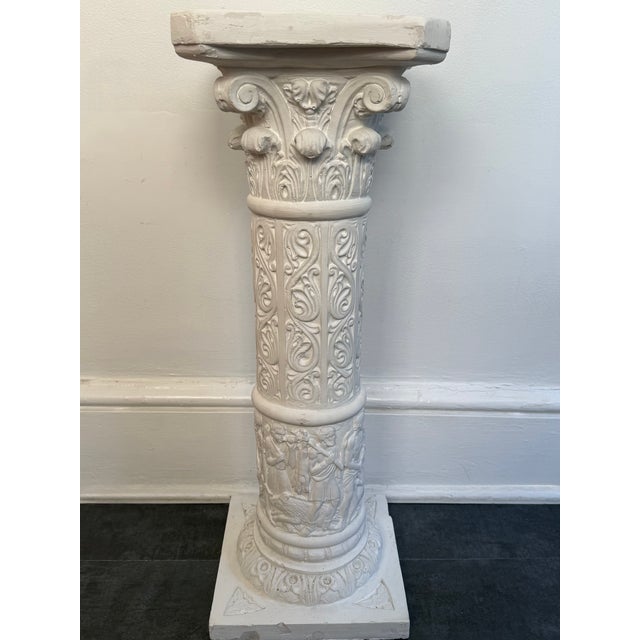 Vintage 1980s Romanesque Hunt Design Column Pedestal Plant Stand For Sale - Image 16 of 16