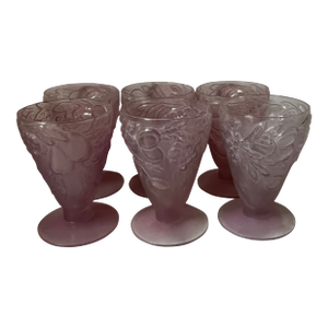 1920s Martele Five Fruits by Consolidated Amethyst Wash Cocktail" Glasses Set of 6. Rare