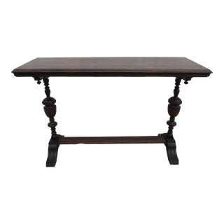 Antique Jacobian Style Trestle Console Table For Sale