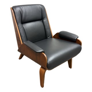 West Elm Paulo Bent Ply Leather Chair For Sale