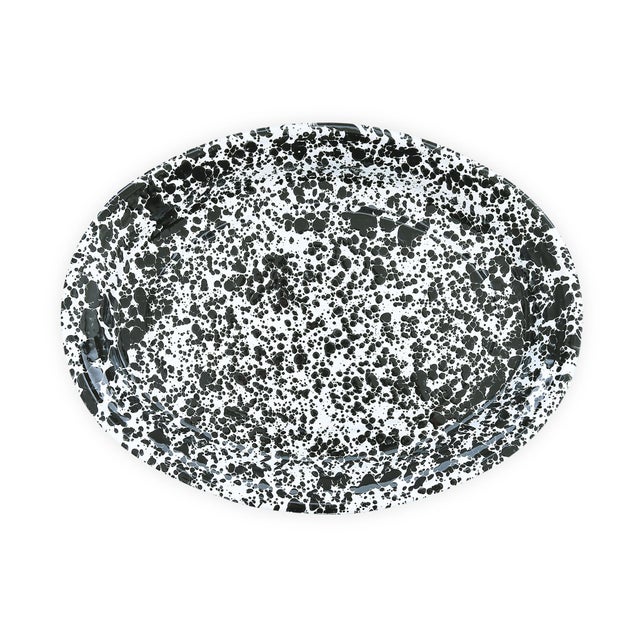 Crow Canyon Home Splatterware, Oval Platter in Black & White For Sale In San Francisco - Image 6 of 6