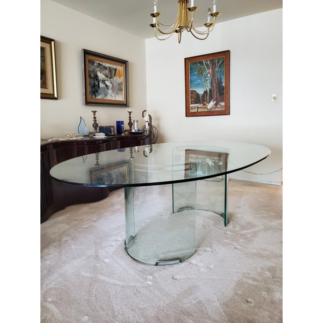 1970s Statement Vintage 1978 Sculptural Glass Dining Table For Sale - Image 5 of 5