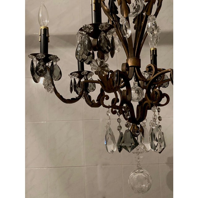 1950s 1950s French Iron & Crystal Chandelier For Sale - Image 5 of 13