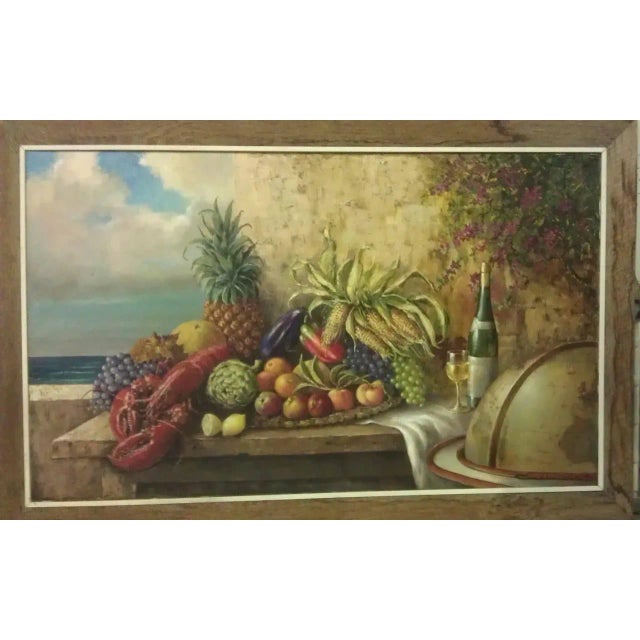 A beautiful still life oil on canvas 68”x44” by Belgian Artist Jacques Callaert, very well executed painting-signed lower...