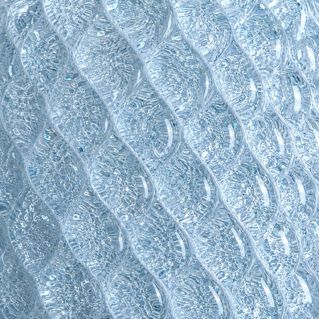 Italian Mid-Century Light Blue Rhombus Murano Glass Wall Sconces Set of 2 For Sale - Image 4 of 7