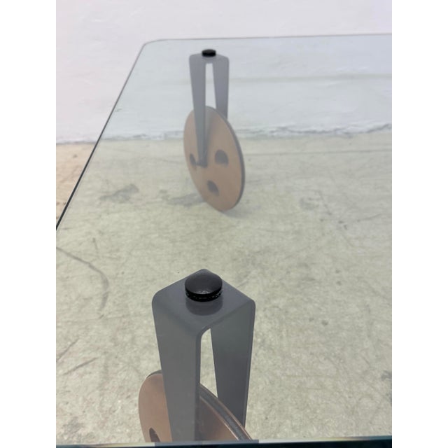 Postmodern Glass Coffee Table on Wheels After Gae Aulenti, 1990s For Sale In Miami - Image 6 of 13