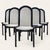 Bring timeless design into your home with this set of six Italian Postmodern dining chairs in black lacquered solid wood...