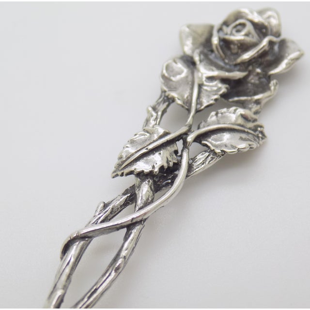 Silver Vintage Italian Silver Mini Ladle, Rose Handle, Cocktail Garnish Serving (800 Silver) For Sale - Image 8 of 13
