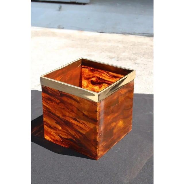 Faux Tortoise and Brass Portable Bar from Dior, Italy, 1970s For Sale - Image 11 of 11