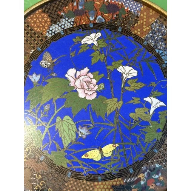 A superb Japanese cloisonne enamel plate attributed to Goto Seizaburo, one of the most distinguished enamel artists...