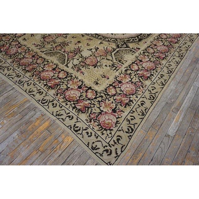 Rustic European 1850s Ivory Pink Antique Besserabian Kilim Flatweave Carpet Floral Medallion Rug For Sale - Image 3 of 12