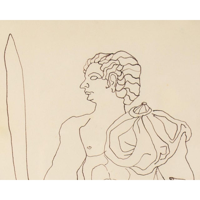 Abstract 1960s “Julius Caeser” Ink Drawing by Harry Hilson For Sale - Image 3 of 8