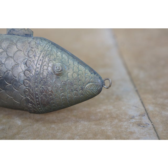Vintage Brass Articulated Koi Fish Wall Hanging Sculpture 8" For Sale - Image 11 of 11