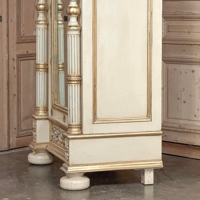 19th Century French Renaissance Revival Painted Mirrored Armoire With Barley Twist Columns For Sale - Image 14 of 18