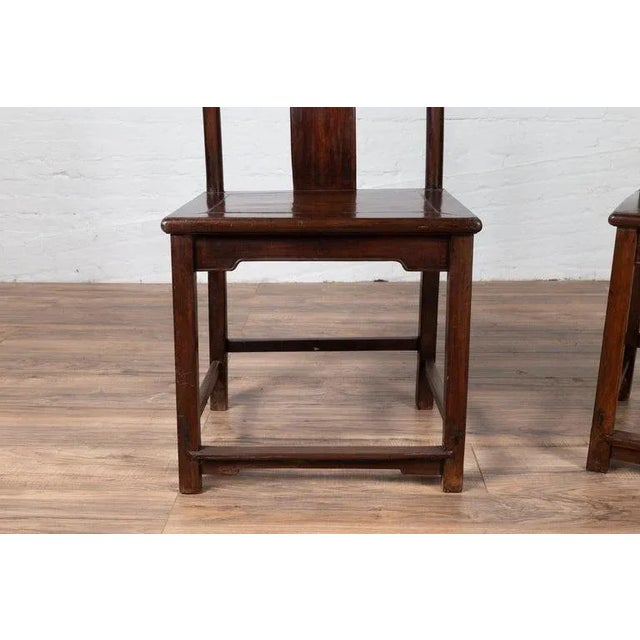 Early 20th Century Chinese Elmwood Dark Patina Scholar's Ceremonial Side Chairs - Set of 4 For Sale - Image 11 of 13