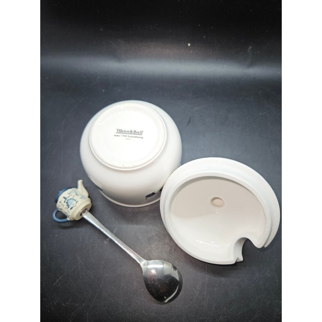 Villeroy & Boch Vintage Villeroy & Boch Malaga Porcelain Jam or Honey Pot W/Serving Spoon For Sale - Image 4 of 4