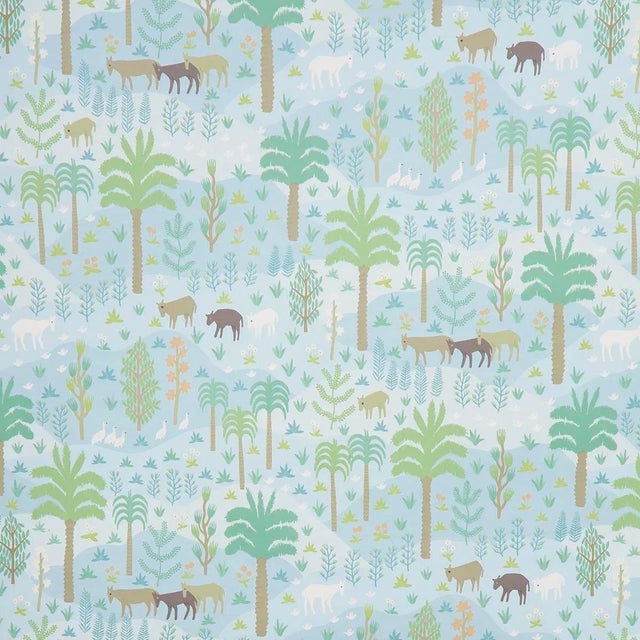 Sample - Schumacher Las Colinas Wallpaper, Blue For Sale