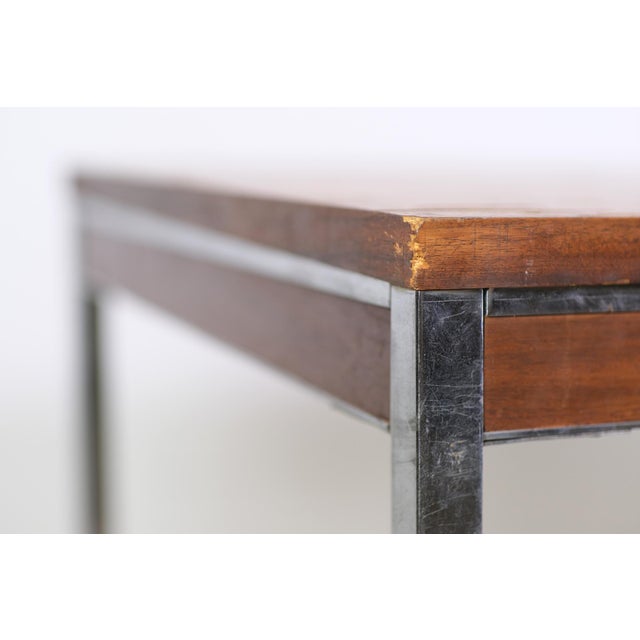 Mid 20th Century Mid Century Modern Chromed Steel Mahogany Veneer Table For Sale - Image 5 of 8