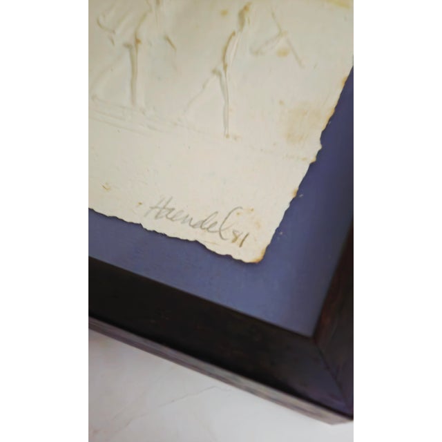 1980s Signed William Haendel Cast Paper Relief Sculpture Art, 1981 For Sale - Image 5 of 17