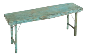 Vintage Wabi Sabi Console Table in Worn Turquoise, 1940s