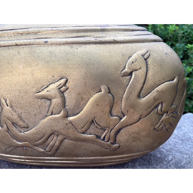 1980s Dolbi Cashier Brass Vase With Deer For Sale - Image 9 of 11