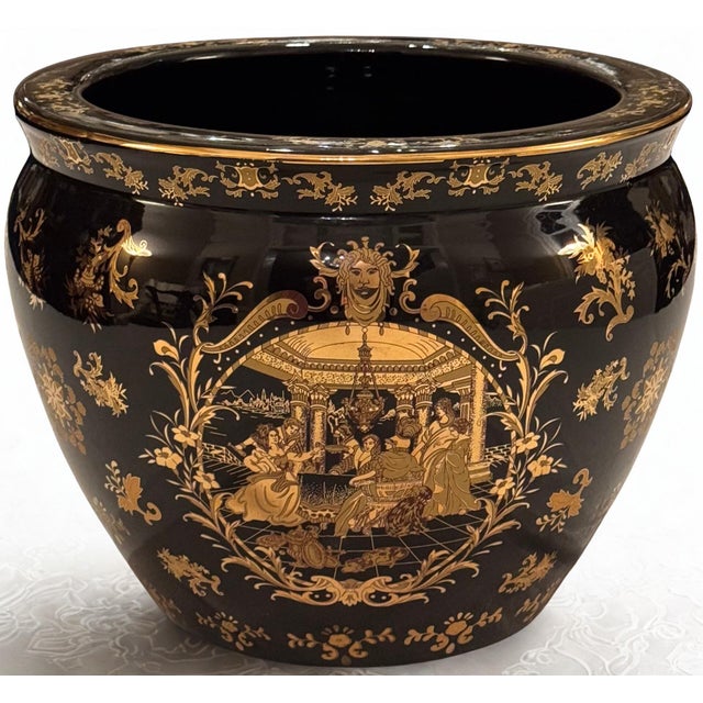 Large Scale 12” Regency Style Cache Pot in the Manner of Versace For Sale - Image 4 of 14
