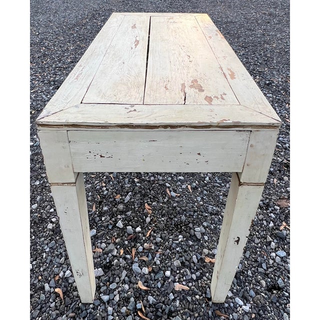 Gustavian Style Rustic Three Drawer Console Table For Sale - Image 9 of 12