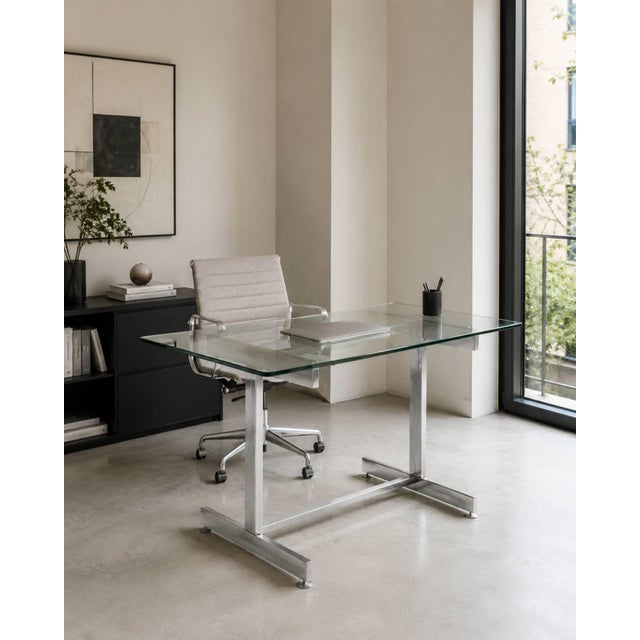 Steel and Glass Desk by Vittorio Introini and L.Caccia Dominioni from Vips Hotel, 1960 For Sale - Image 10 of 11