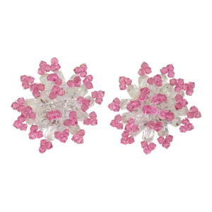 Circa1980 Pink Crystal Beaded Clip on Earrings - 2 Pieces