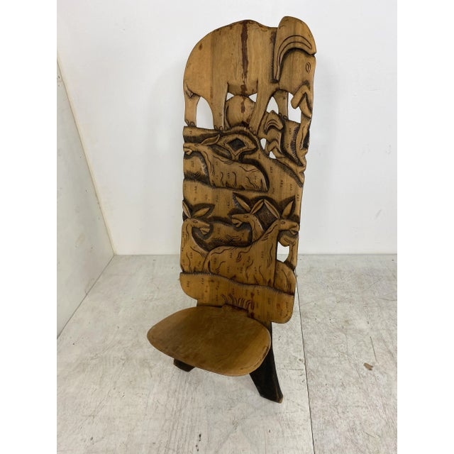 African Hand Carved Tribal Chair, 1960s For Sale - Image 6 of 12