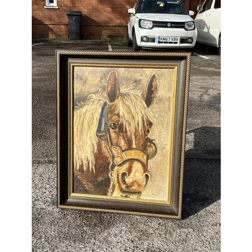 Horse Oil Painting, Signed P Wolf 1935 59.5 x 47 cms