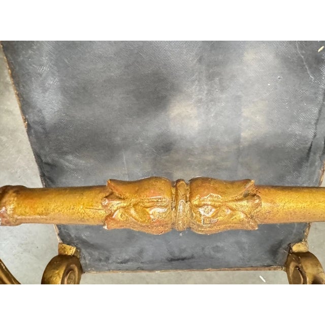 Wood Antique French Empire Curule Vanity Foot Stool Seat W Pillows For Sale - Image 7 of 16