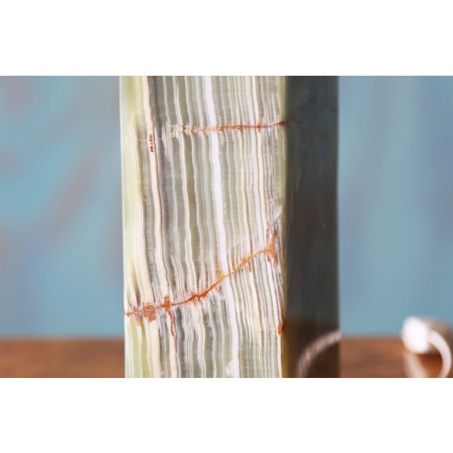 Vintage Green Onyx Slab Lamps - A Pair For Sale - Image 9 of 11