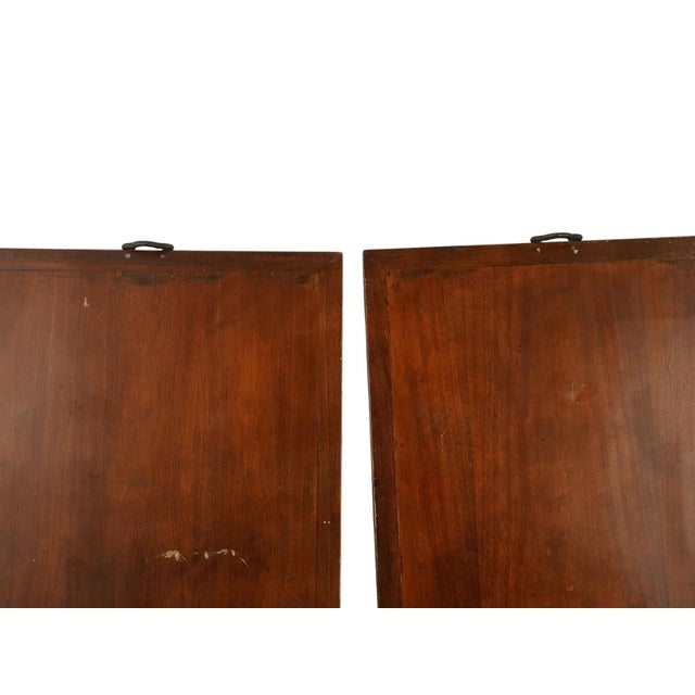 Jade Pair of Vintage Chinese Black Lacquer Wall Panels With Jade Hardstone For Sale - Image 8 of 8