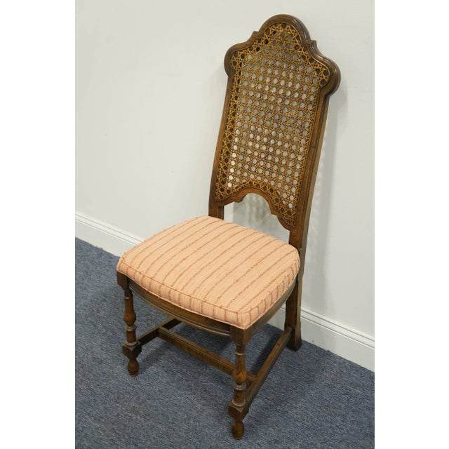 Set of 7 Antique Vintage Solid Walnut Rustic European Style Cane Back Dining Side Chairs For Sale In Kansas City - Image 6 of 13