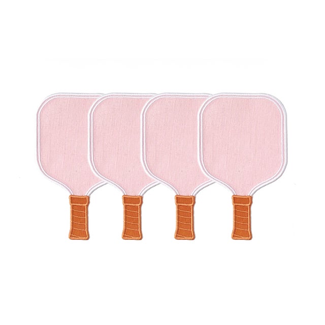 Modern Pink Pickleball Paddle Cocktail Napkins, Set of 4 For Sale - Image 3 of 3
