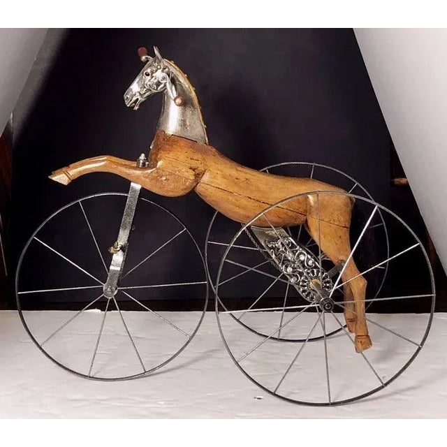 French Velocipede or Child's Horse Tricycle From the 19th Century For Sale - Image 4 of 12