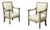 Gustavian, Lounge Chairs, Grey Paint Decorated, Fabric, Sweden, 19th C. For Sale