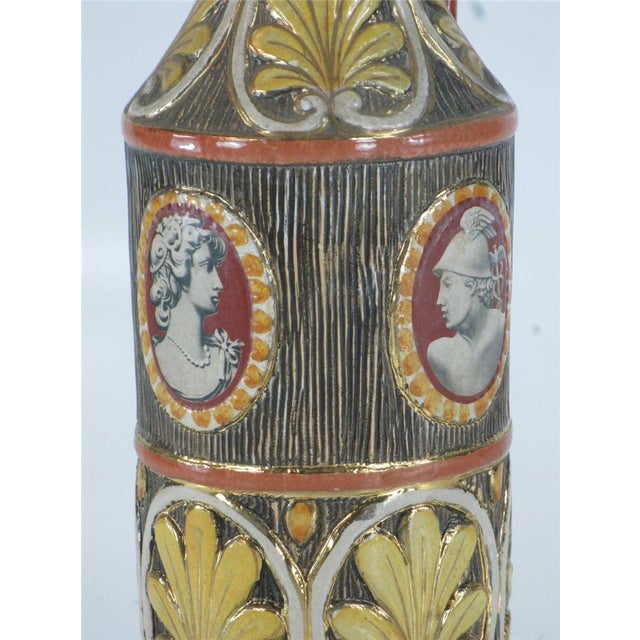 Mid 20th Century Pitcher Jug Classical Italy Pottery Hand Made Panted, 3 Transfer Images of Busts, Figurative For Sale - Image 10 of 12