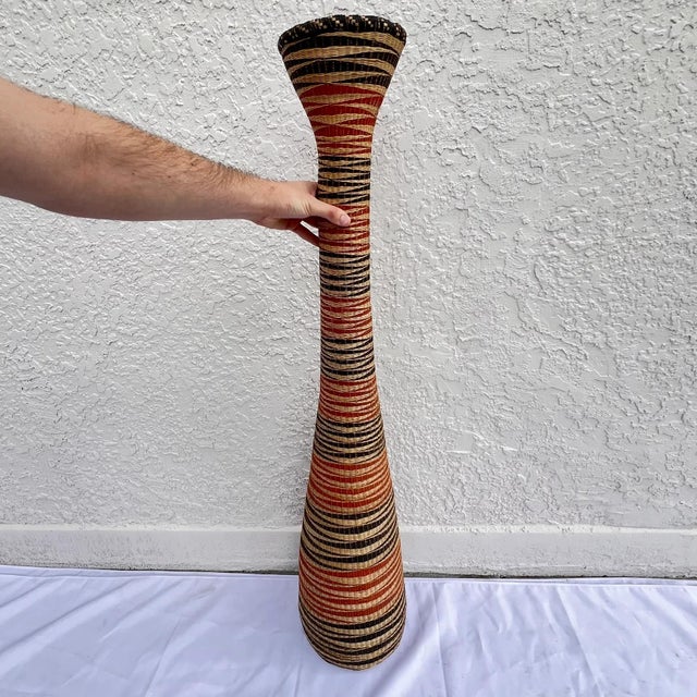 Early 20th Century Tutsi Wedding Basket Vase Rwanda 47 inch For Sale - Image 4 of 8