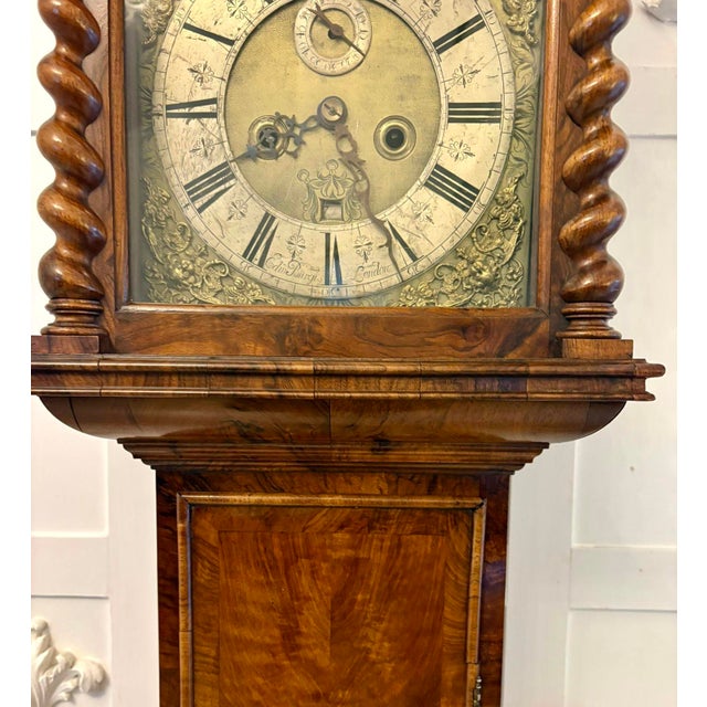 Antique English Burr Walnut Longcase Clock from Edin Burgis of London, 1680s For Sale - Image 11 of 16